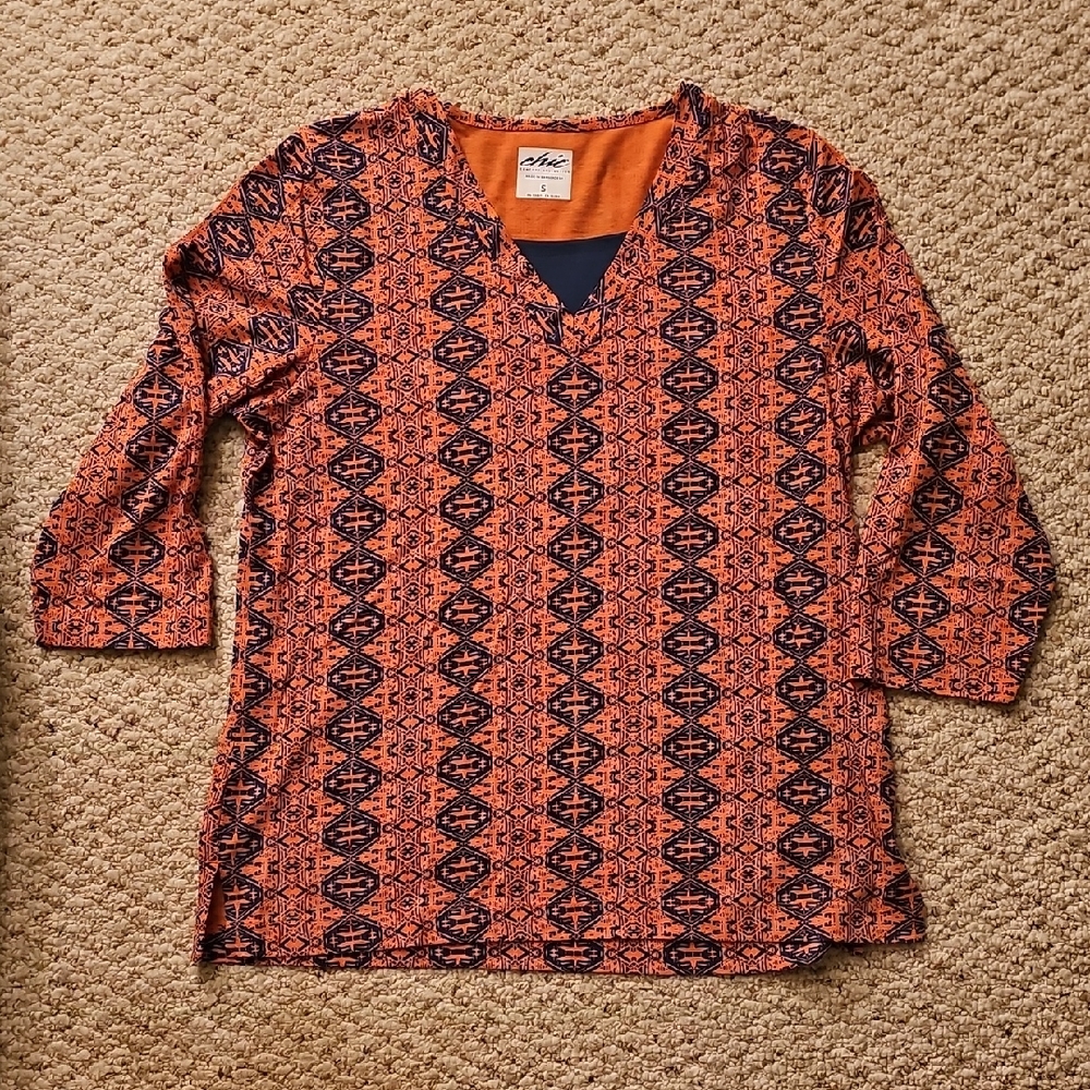 Chic Orange and Black Geometric Top